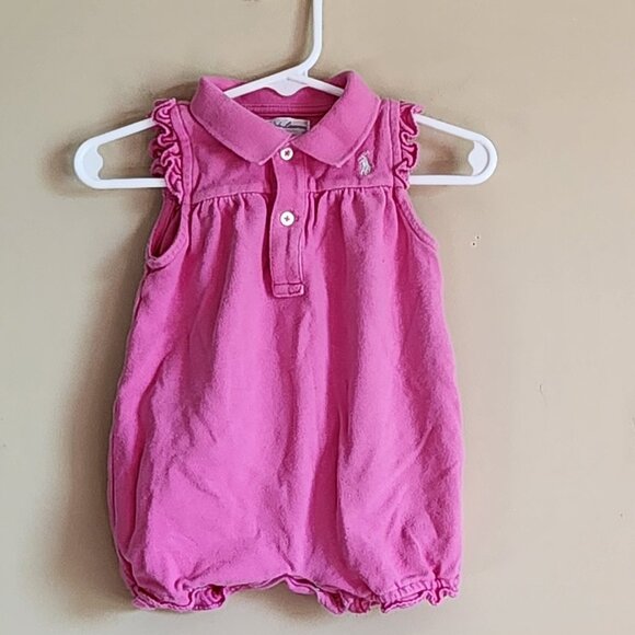 Ralph Lauren Pink Polo Romper Size 9 Months - Picture 2 of 5